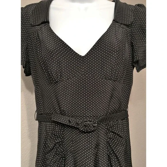 Nanette Lepore Size 4 Black Silk Polka Dot Dress - Picture 2 of 5